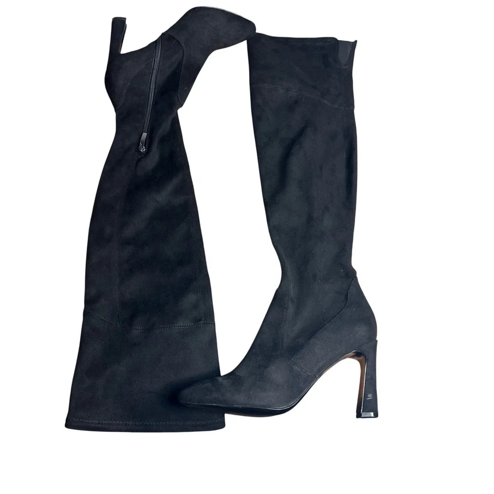 Nine West Sizzle 2 Over The Knee Boot Size 9 Tall‎ Faux Suede Black Heeled NEW